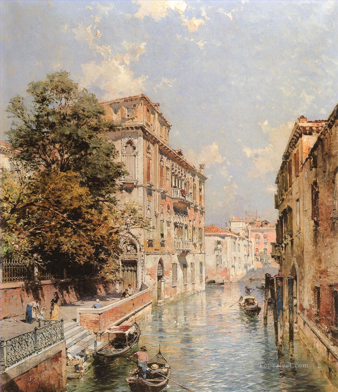 A View in Rio S Marina Venice Franz Richard Unterberger Venice Oil Paintings